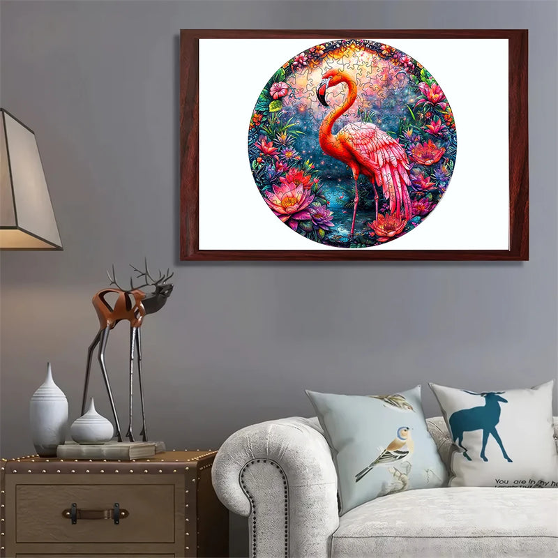 Flamingo Animal Wooden Jigsaw Puzzle For Adults Kids DIY Crafts 3D Puzzle Game With Irregular Animal Pieces Perfect BirthdayGift