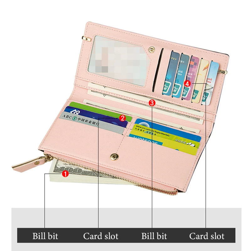 Fashion Women Wallet Long Korean Style Brand Women Purse Zipper Ladies Phone Wallet Two Fold Female Coin Purse Card Holders