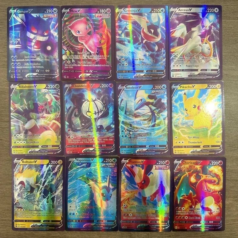 New 2024 English Language Version Pokemon Cards 100Pcs Pokemon Cartas 38 V 59MAX  GX Children Battle Game Tag Team Shining Vmax