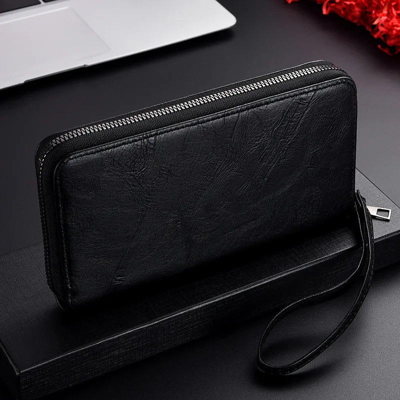 New Arrival PU Leather Men Wallets Large Capacity Driver License Phone Wallet Casual Male Clutch Long Zipper Coin Purses Carteir