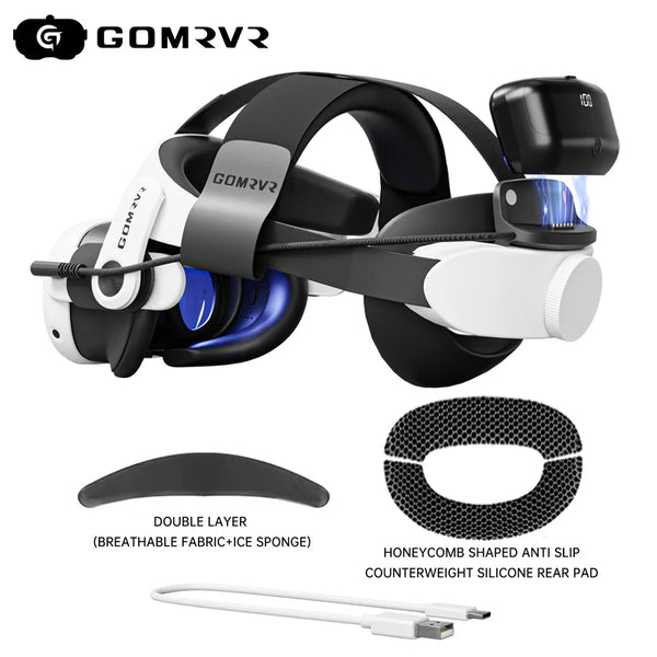 GOMRVR S3 Battery Head Strap compatible with Meta Quest 3 Replacement of Elite Strap 20 watt Magnetic Fast Charge 10000 battery