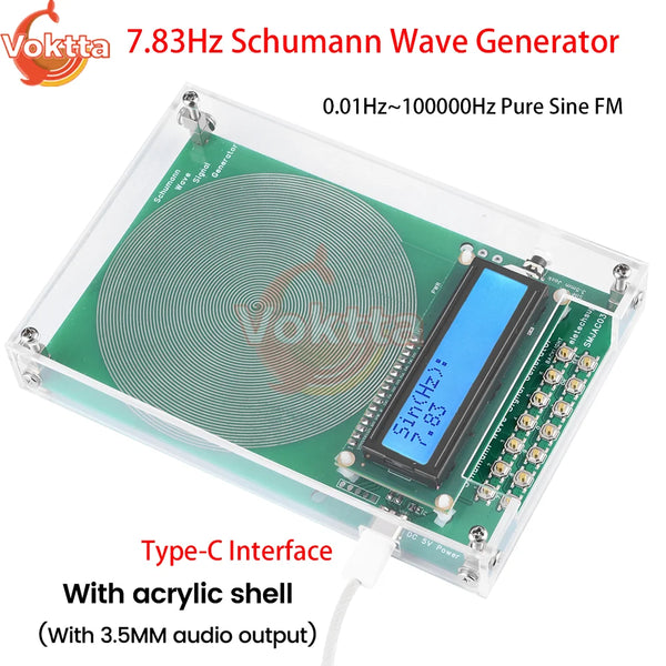 DC 4-15V 7.83Hz Schumann Wave Generator 0.01Hz~100000Hz Pure Sine FM Signal Generator Audio Resonator Sine Pulse Wave Generator