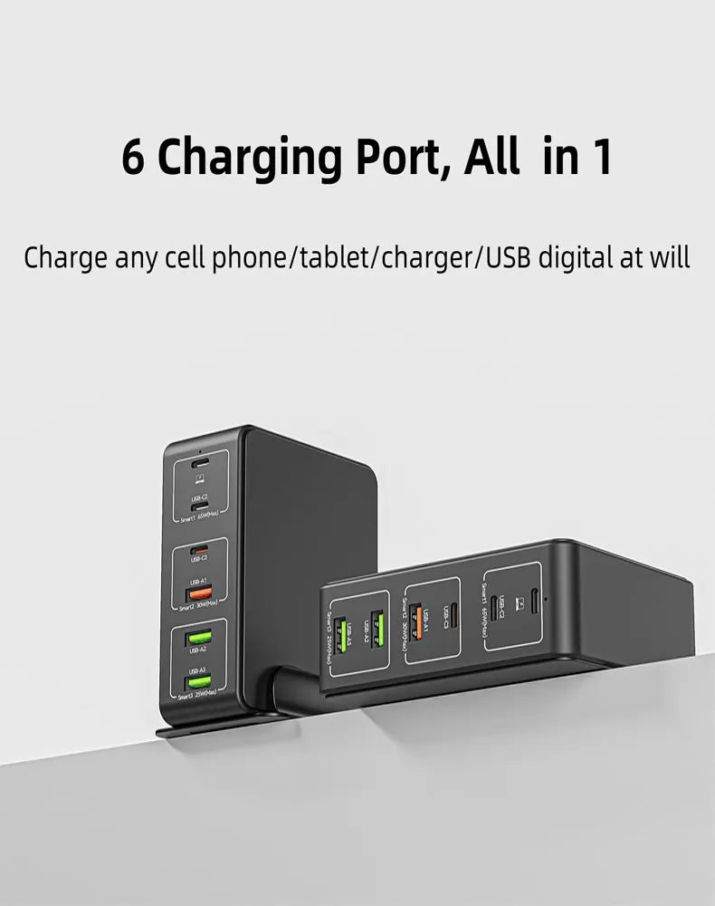 120W PD Desktop Charger For Tablet Laptop Fast Charger USB C Phone Charger For iPhone Samsung Macbook Multi USB Type C Charger