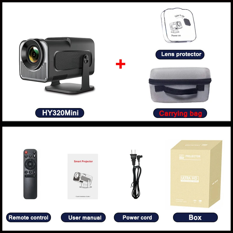 DITONG HY320 Mini Newly Native 720P Android 4K 1080p Projector 300ANSI Wifi Cinema Outdoor Portable 180° Rotable hy300 Projector