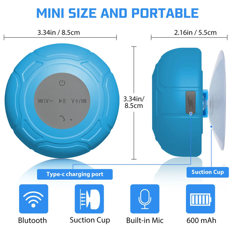 Speaker Dustproof Bathroom Waterproof Wireless Bluetooth Speakers With IPX5 Car Shower Hands-Free Speakers