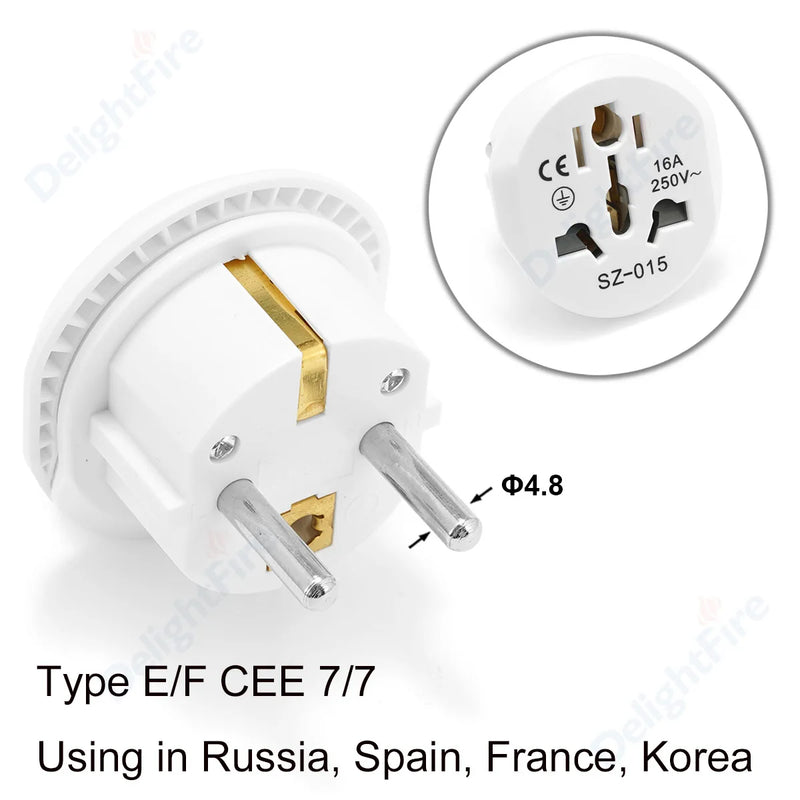 EU Plug Adapter AU UK US To EU Euro Plug Adapter Converter European Travel Adapter Australia USA CN to EU Electric Socket Outlet