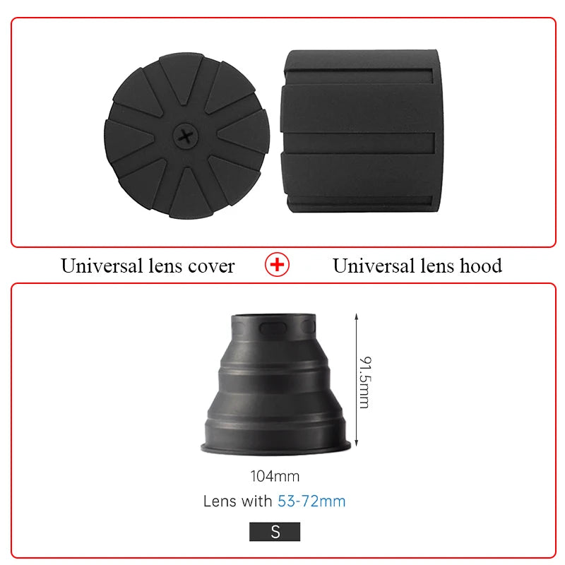 SLR Cameras Lens Hood Folding Silicone Lens Cover 53-112MM for Nikon Canon Sony DSLR