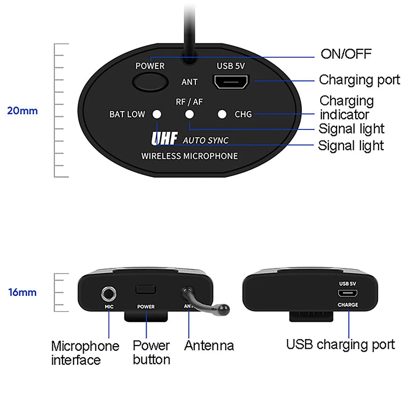 UHF Speech Wireless Microphone Lapel Headset Mini Portable Receiver Transmitter Professional Public Speaking Plug And Play