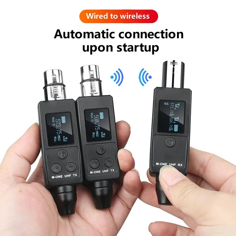 Wireless Microphone System XLR Mic Converter Adapter UHF Automatic Transmitter Setup For Condenser Dynamic Mic