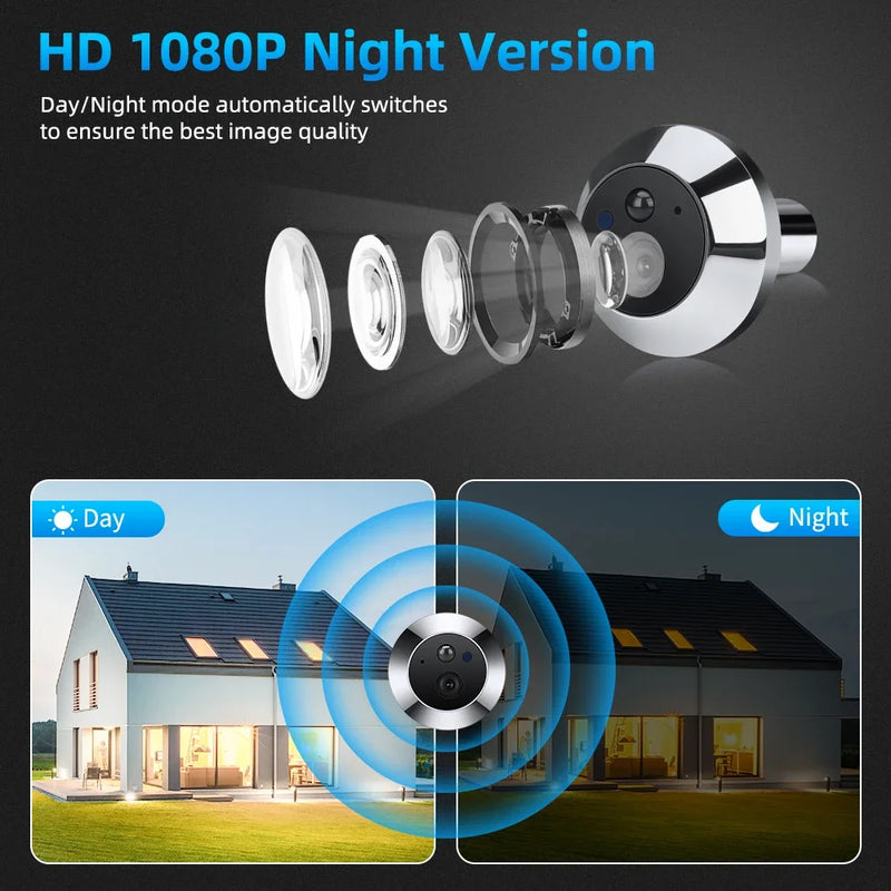 Sectyme 4.3 inch WiFi Peephole Tuya Smart 1080P WiFi Peephole Video Camera Home Security Night Vision Video Door Camera