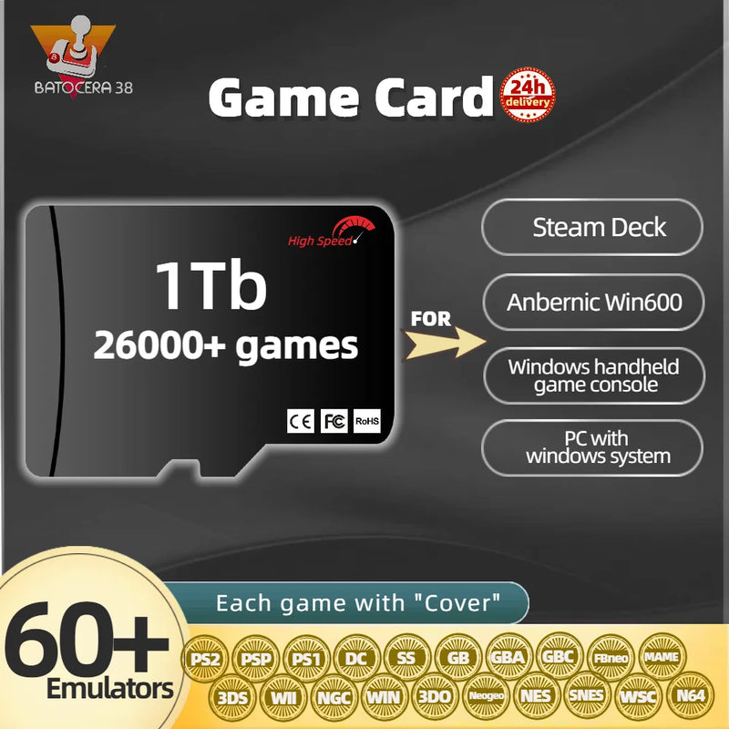 TF Game Card SSD For Anbernic Win600 Steam Deck Memory Retro Games Portable Handheld Plug&Play Batocera 38 System PS2 3DS 2T 1T