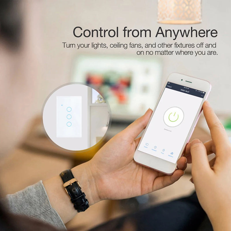 CORUI Tuya WiFi US EU Smart Touch Switch 1/2/3/4 Gang Smart Home Wall Button Works With Smart Life Alexa Google Home Alice