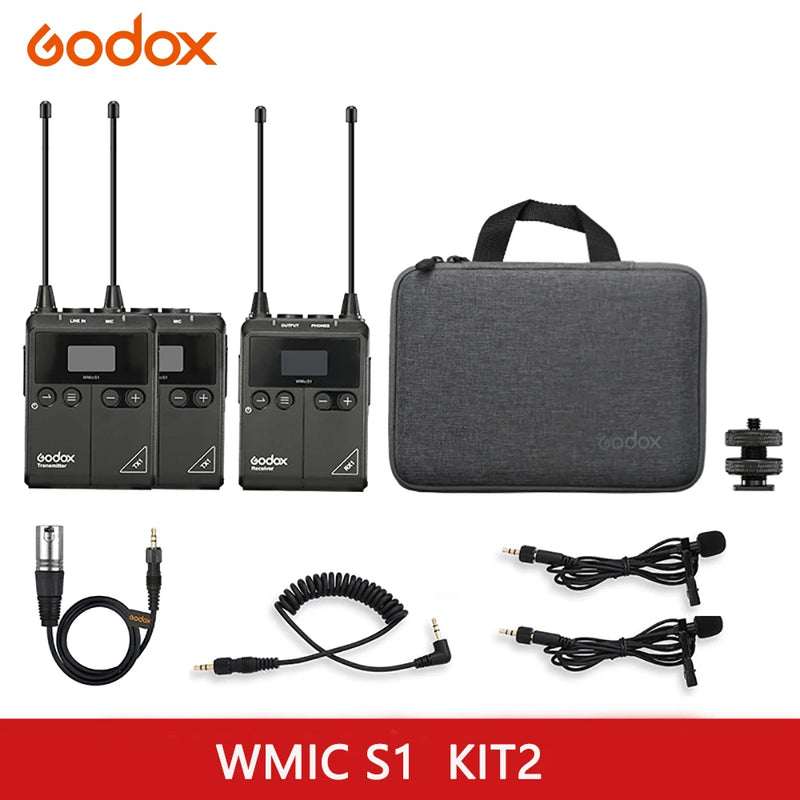 Godox WMicS1 Mic Kit Transmitter Receiver UHF Wireless Microphone System Distance Wireless Up To 100m For Sony Nikon Canon DSLR