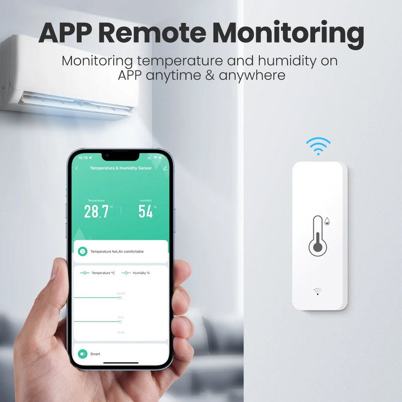 AVATTO Tuya WiFi Temperature Humidity Sensor，Indoor Hygrometer Temperature Sensor Humidity Meter Support Alexa Google Home