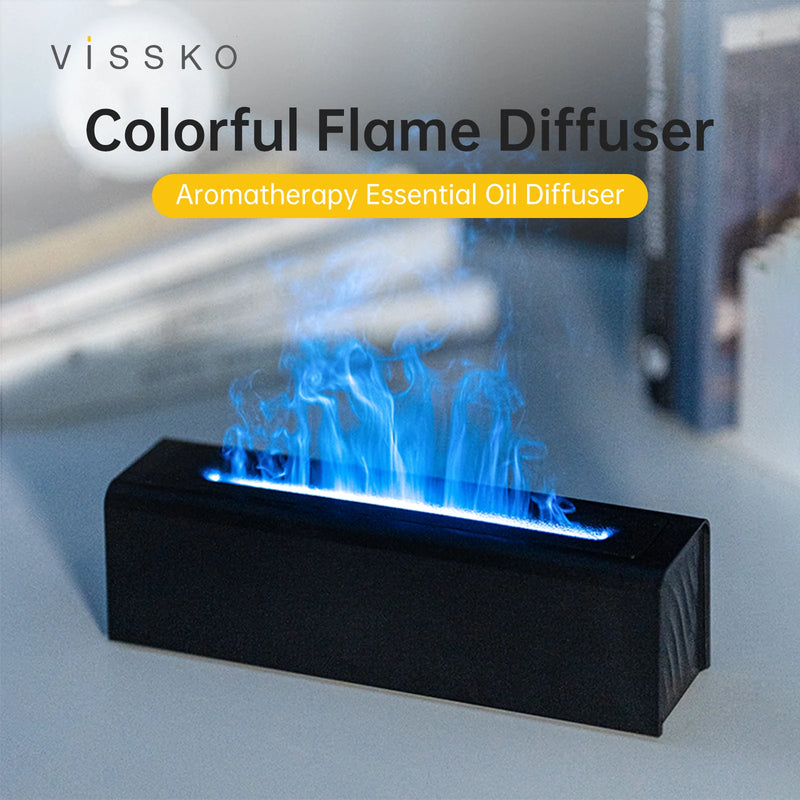 Vissko Colorful Flame Diffuser USB Air Humidifier Aromatherapy Essential for Bedroom Yoga Home Oil Diffuser Fragrance Diffuser