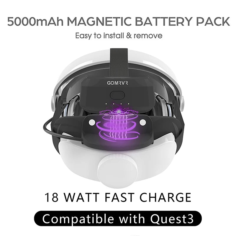 GOMRVR fast charge Battery Head Strap For Meta Quest 3 Elite Head Strap Alternative Head Strap For Oculus Quest 3 Accessories