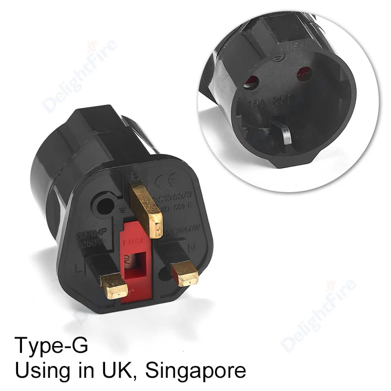 UK Plug Adapter Korea KR Euro European EU To UK British Travel Adapter 3Pin Plug Type G EU AC Converter Socket Power Adaptor