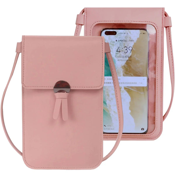 Women's Retro Messenger Phone Wallet - Pu Leather Touch Screen, Small Buckle Wallet