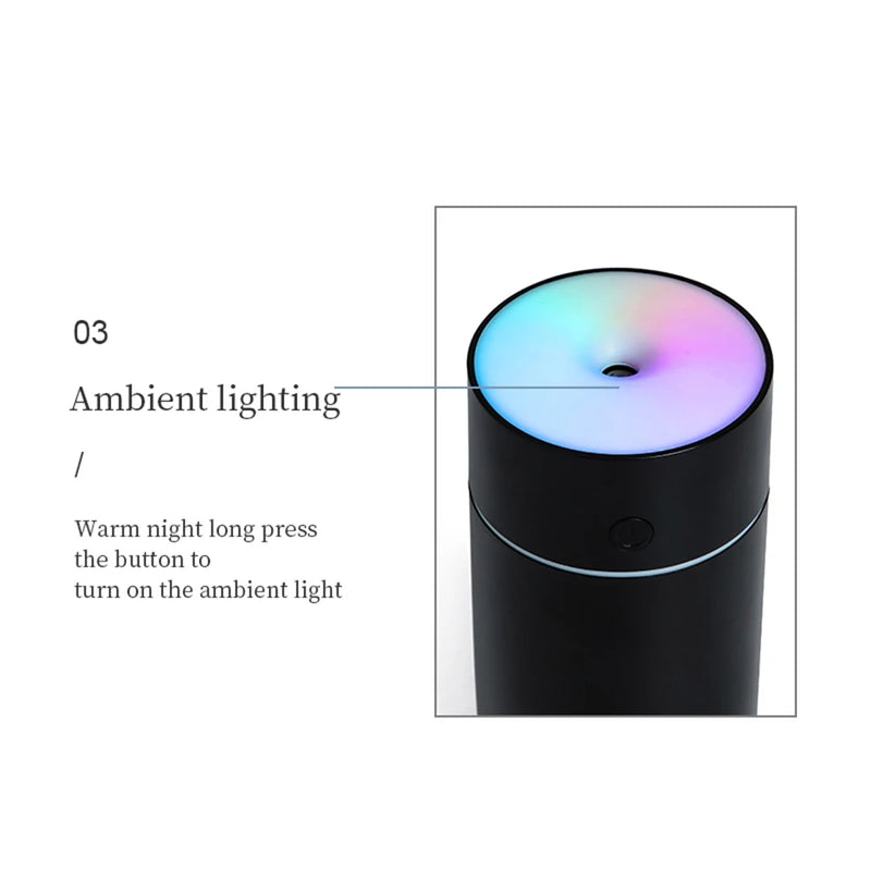 Wireless 230ml Mini Humidifier USB Rechargeable Aroma Essential Oil Diffuser LED Light Portable Humidifier Air Freshener For Car