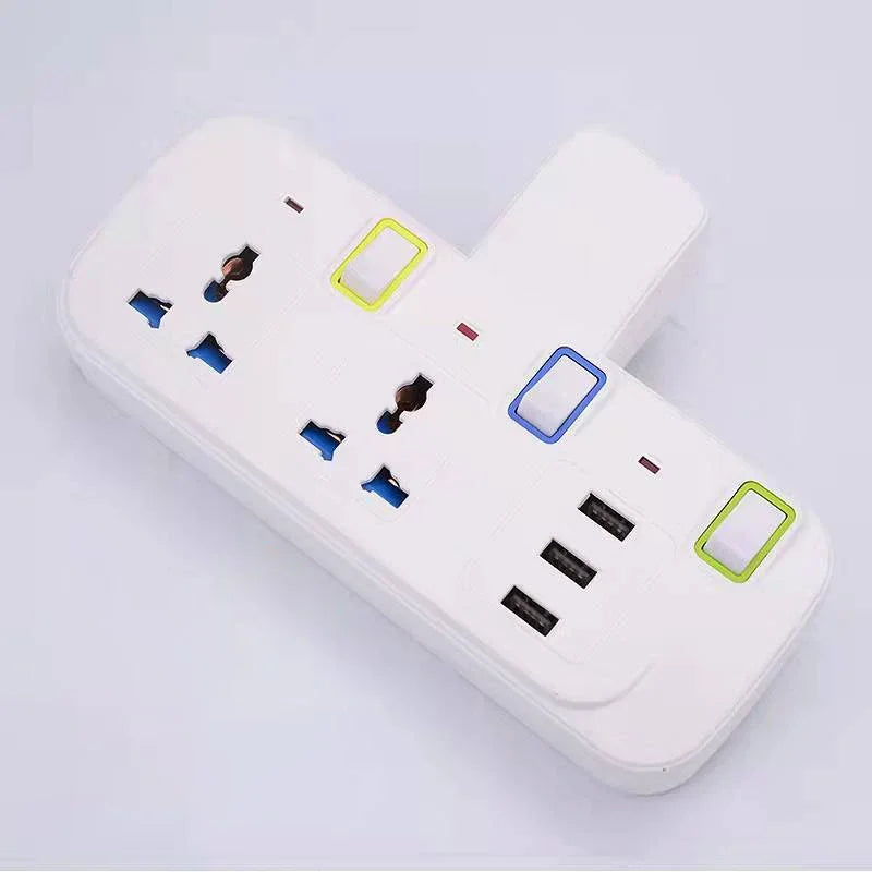 UK EU Plug Multi-Function Extension Socket with 3 USB Ports Wireless Power Strip Universal Jack Converter Adapter