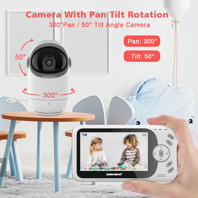 4.3 Inch Video Baby Monitor With Pan Tilt Camera 2.4G Wireless Two Way Audio Night Vision Security Camera Babysitter VB801