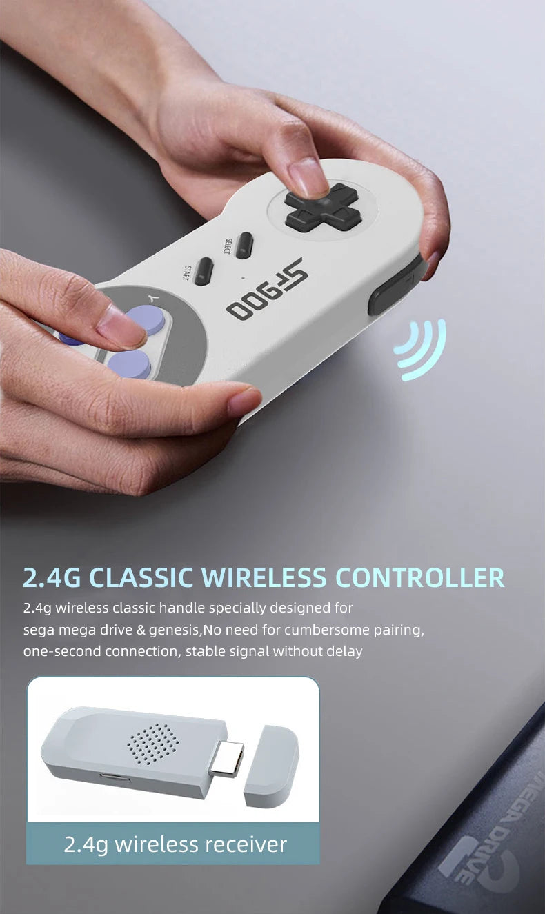 NEW SF900 Game Console 2.4G Wireless Receiver 900+ Retro Games HD Video Game Consoles for NES SNES Wireless Controller