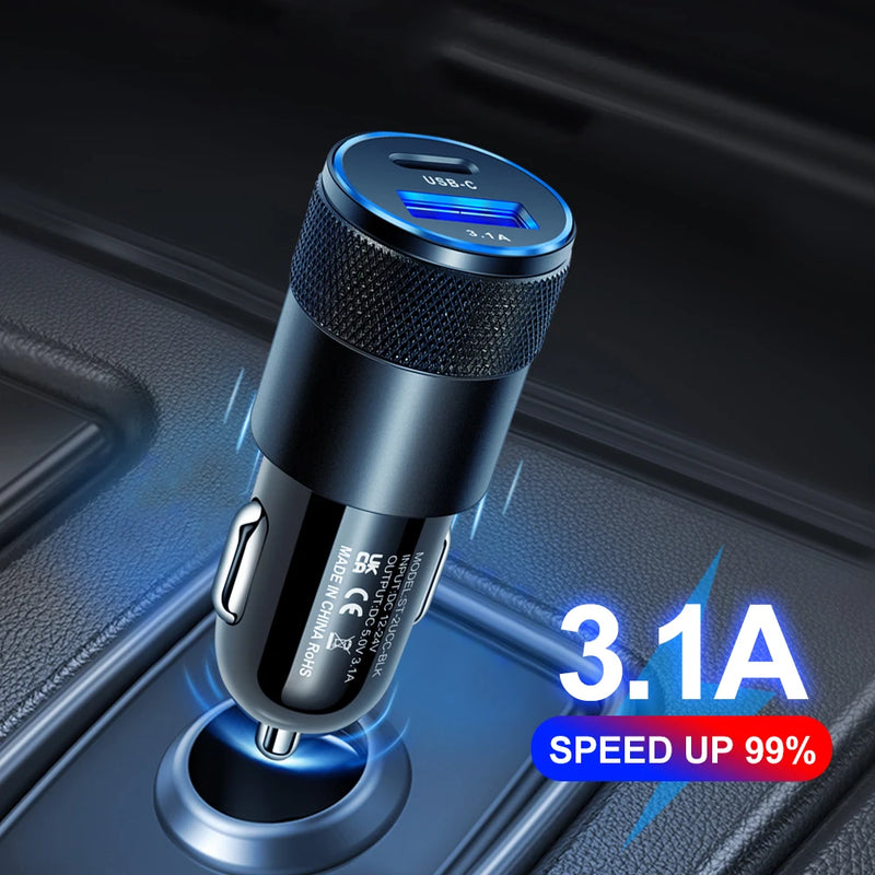 Car Usb Charger Mini 70W USB PD ABS  Aluminum Alloy Type C Fast Charging in Car USB-C Adapter For IPhone Samsung Huawei Xiaomi