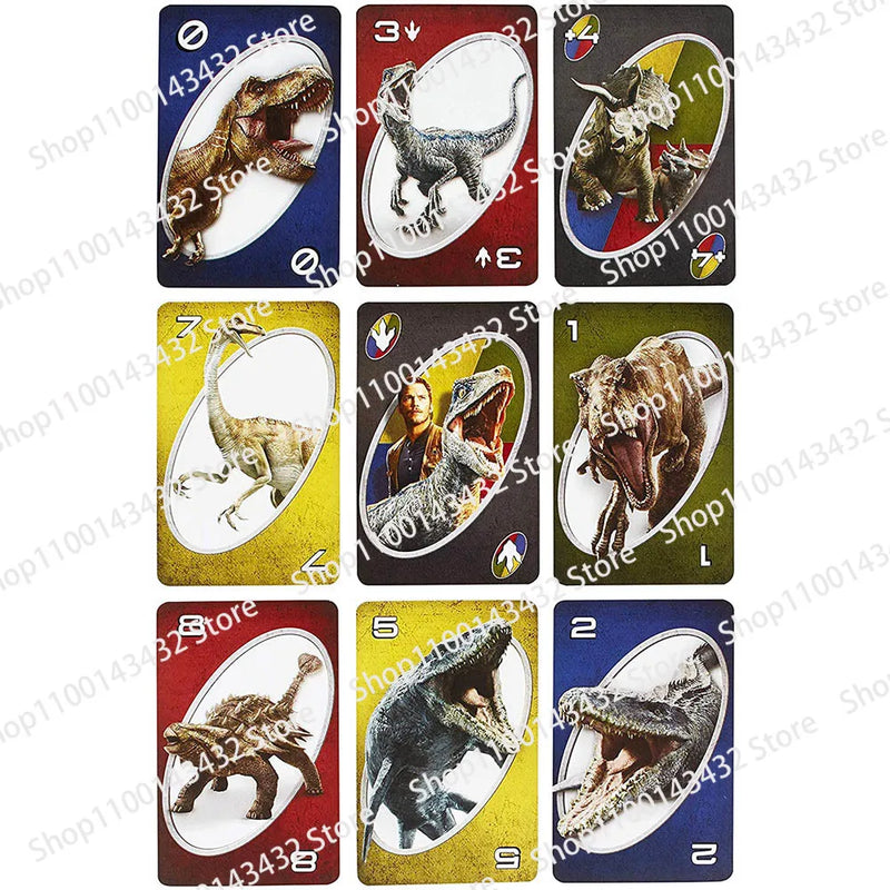 Jurassic Park UNO Board Game Anime Cartoon Kawaii Figure Pattern Family Funny Entertainment Uno Cards Games Christmas Gifts