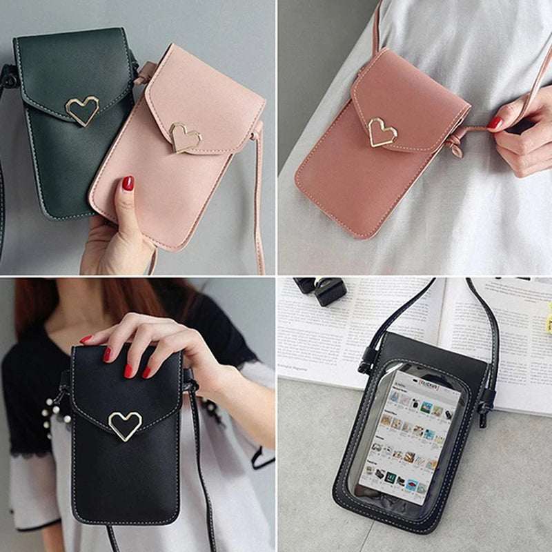 Fashion Ladies Small Crossbody Messenger Bags Touch Screen Cell Phone Purse Women Shoulder Phone Wallet Pu Leather Card Holder