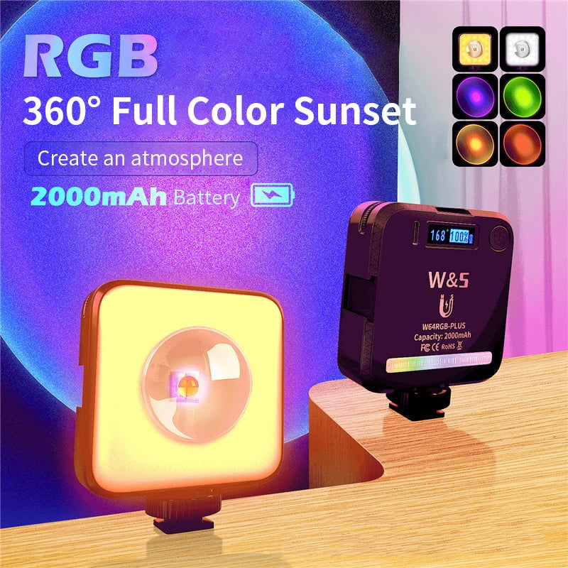 RGB Video Light LED Sunlight Rainbow Projection Magnetic Design For Photography Self Lighting Photo Studio Live TikTok Fill Lamp