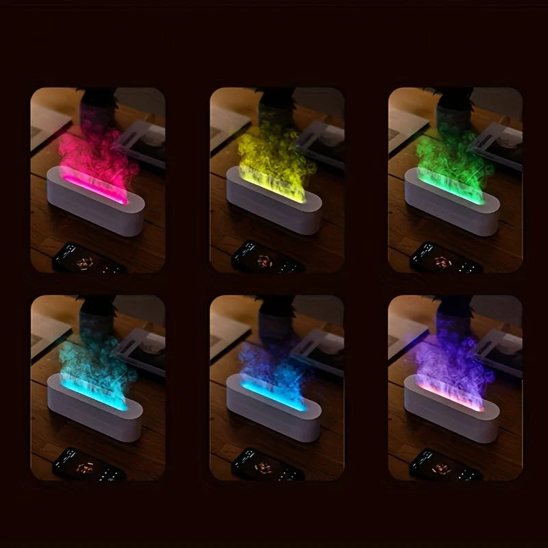 Portable Usb Colorful Flame Mini Diffuser Household Cool Mist Aroma Essential Oil Diffuser h2o air Fire flame Humidifier