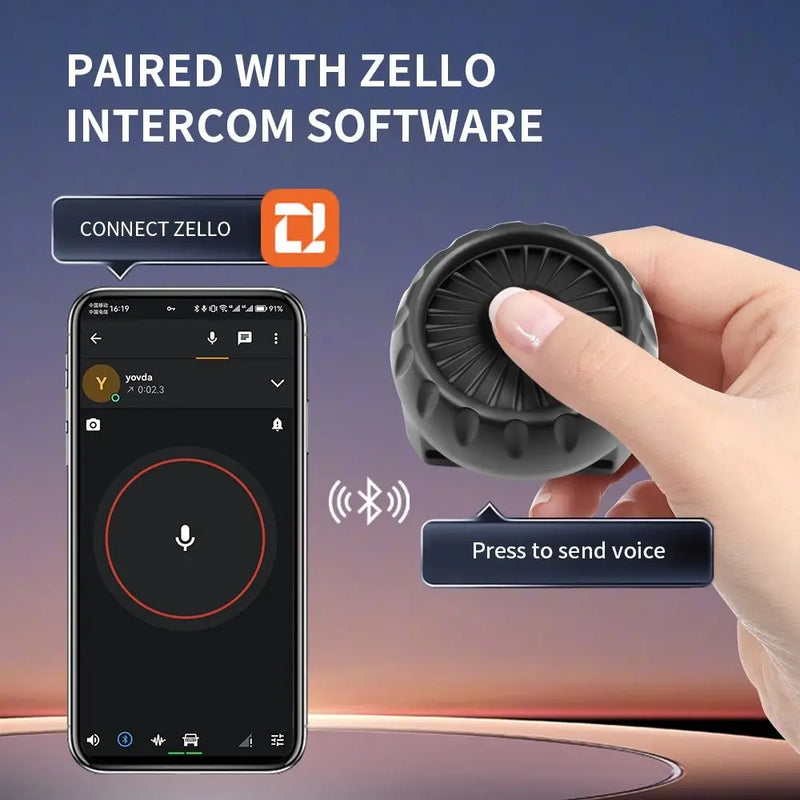 Wireless Bluetooth PTT Walkie Talkie Control Button for iOS Android Phone Zello Push-to-Talk Car Motorcycle Voice Call