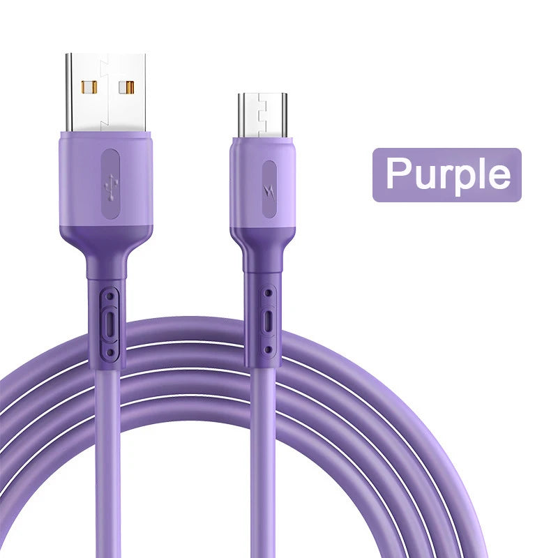 Micro USB Cable 3A Fast Charging Liquid Soft Silicone Cable For Samsung S6 Xiaomi Huawei Android Mobile Phone Data Cord