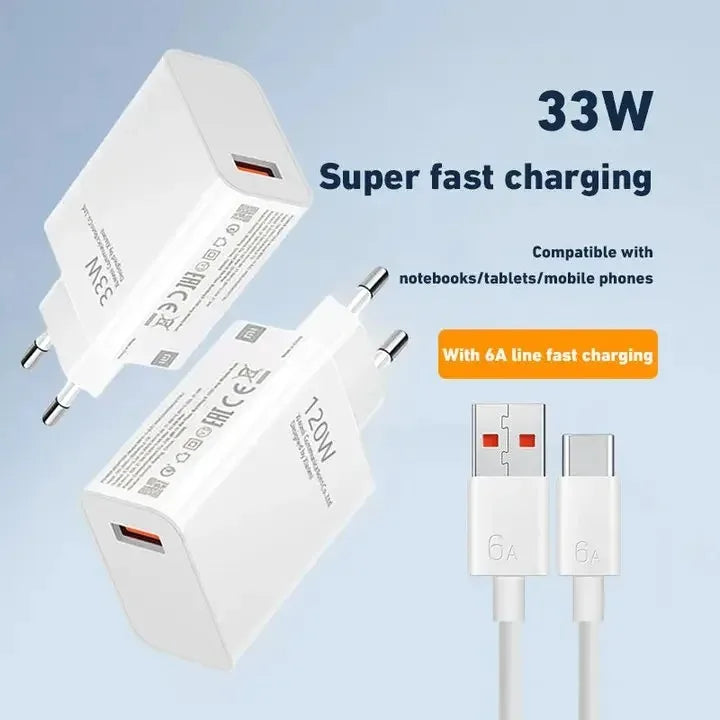 Xiaomi 120W Super Fast Charger 4 Ports USB C PD Charger Quick Charge 3.0 Type C USB Phone Chargers Adapter For IPhone Samsung