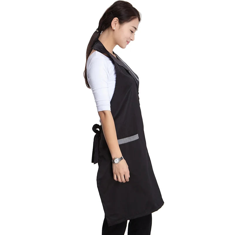 Home Coffee Shop Restaurant Women Apron Suit Collar Adjustable Kitchen Cooking Chef Bib Waiter Florist Bar Hairdressing Uniform