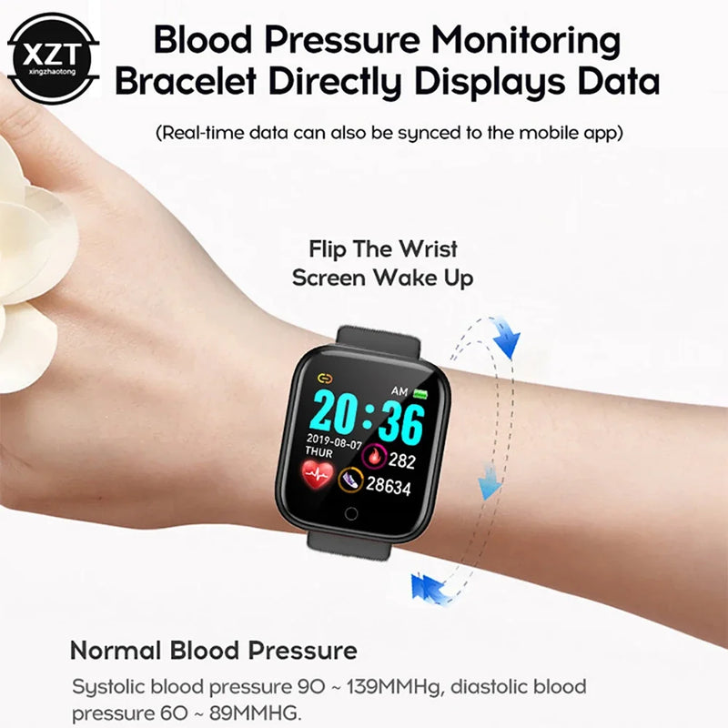 D20 Smart Watch Waterproof Fitness Tracker Heart Rate Monitor Blood Pressure Bluetooth Smartwatch On Wrist for Apple IOS Android