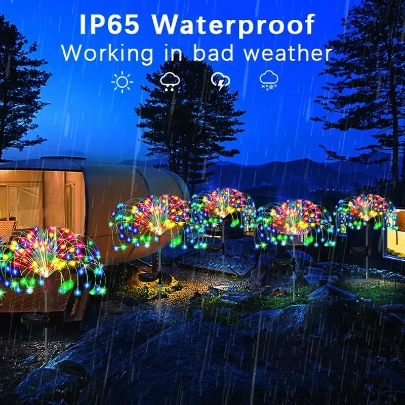 1/2/4/6Pcs Solar LED Firework Fairy Lights Outdoor IP65Waterproof Garden Decoration Lawn Pathway Solar Lamp For Patio Yard Party