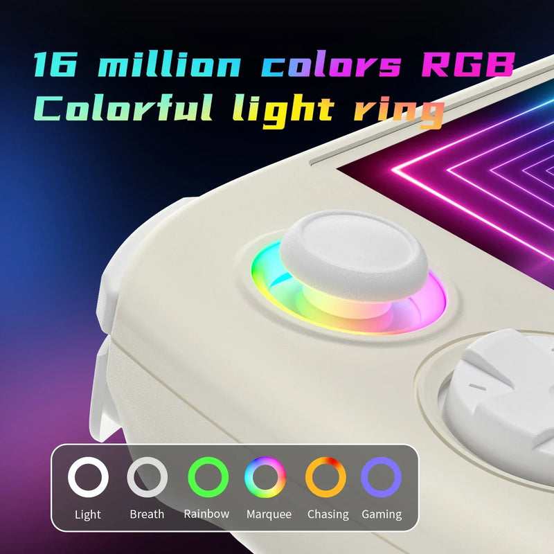 New ANBERNIC RG Cube Handheld Game Console 3.95 Inch IPS Screen 64bit Android 13 Unisoc T820 Hall Joystick RGB lighting effect