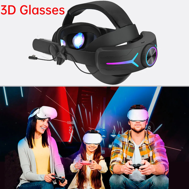 For Oculus quest2 VR Virtual Reality 3D Glasses Box Stereo Gaming With Cool Light Bands Headset 3D Helmet VR Accessories