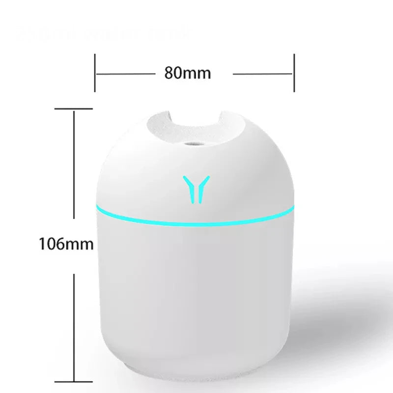 250ML Mini Air Humidifier Aroma Essential Oil Diffuser USB Home Car Cool Mist Sprayer Perfume Air Humidificadores with LED Light