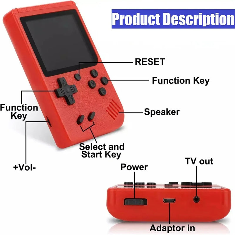 Retro Video Game Console 8-bit 3.0 Inch Lcd Screen Built-in 400 Games Portable Mini Handheld Kids Game Console Kids Gift