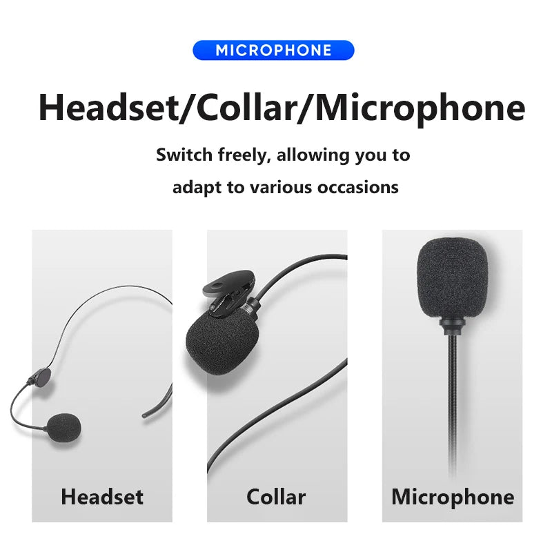 UHF Wireless Microphone Lapel Headset Portable Receiver Transmitter Professional Public Speaking Teaching Speech Live Recording