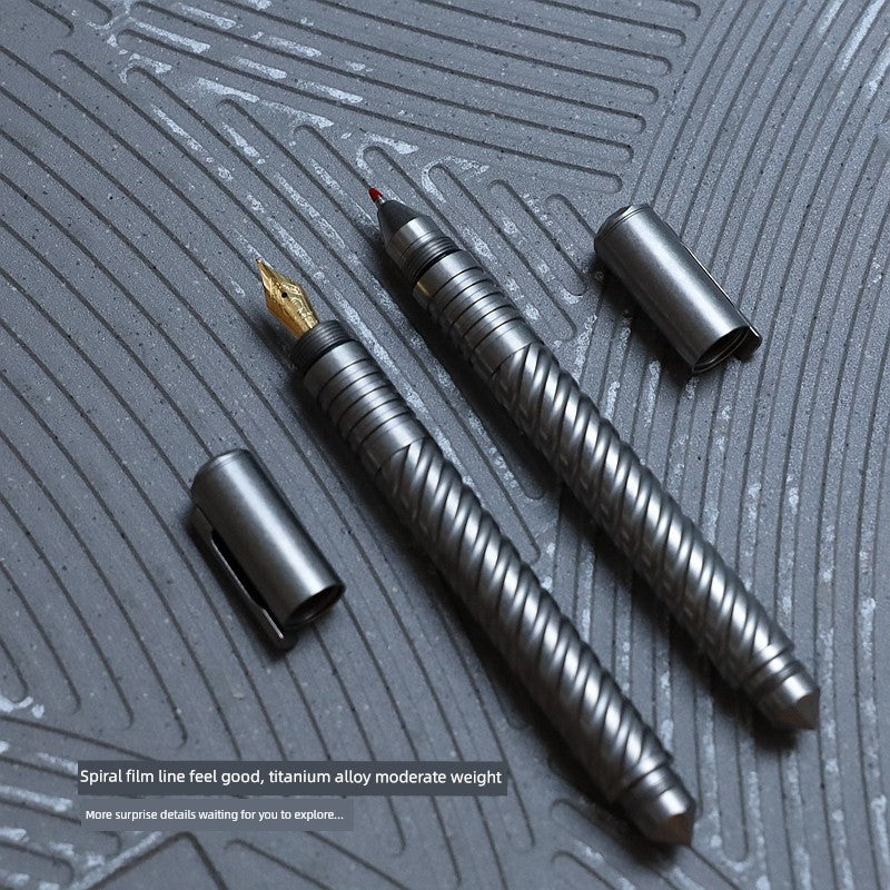 Spiral Two-in-One Interchangeable Titanium Alloy Pen Gel Pen Lamy Handwriting Attack Self-Defense Pen Martin Martin