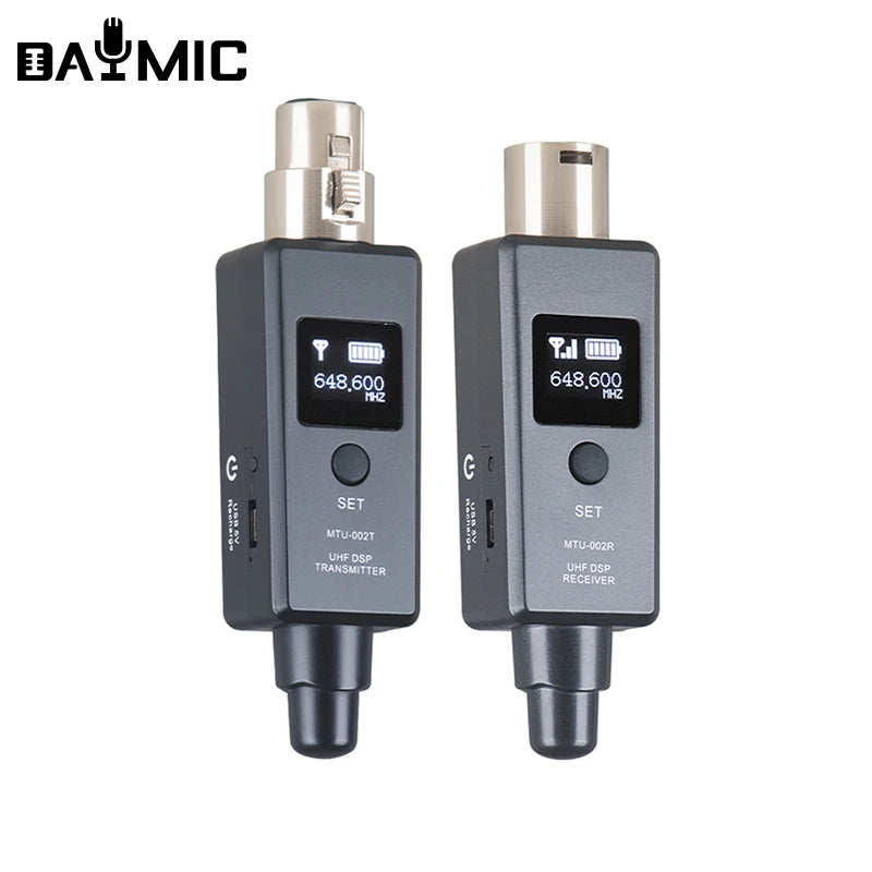 UHF Professional Wired to Wireless Microphone Converter Micphone Transmitter & Receiver Receiving Transmission