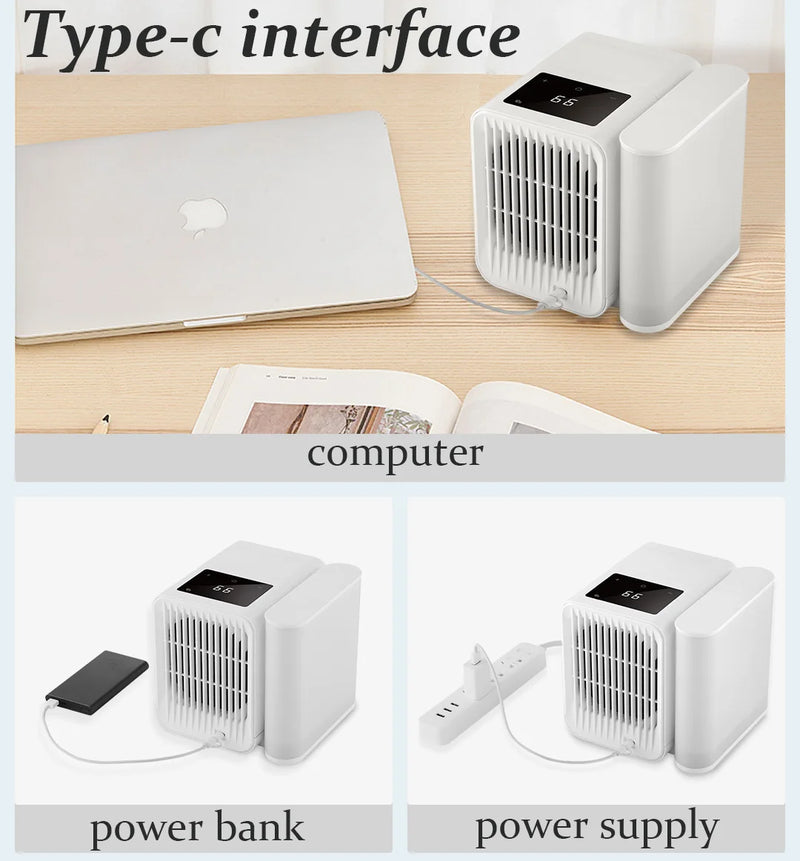 Newest Microhoo 3 In 1 Mini Air Conditioner Water Cooling Fan Touch Screen Timing Artic Cooler Humidifier Bladeless Fan