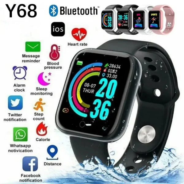 D20 Y68 Smartwatch 116PlusMultifunctional Smart Watch Men Women Kids Gift Bluetooth Music Fitness Sports Bracelet Sleep Monitor