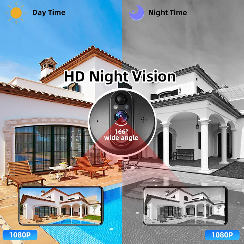 Tuya Smart 1080P WiFi Door Bell Peephole Camera Viewer Home Security Two-way Audio Night Vision 4.3' FHD Video Doorbell Camera