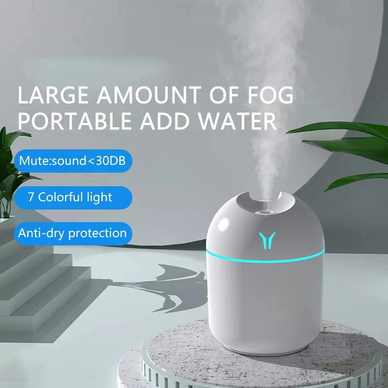 250ML Mini Air Humidifier Aroma Essential Oil Diffuser USB Home Car Cool Mist Sprayer Perfume Air Humidificadores with LED Light