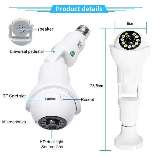 Panoramic Wifi Camera 1080P IP Lamp Night Vision Two Way Audio Surveillance Wireless IP Camera Fisheye Bulb