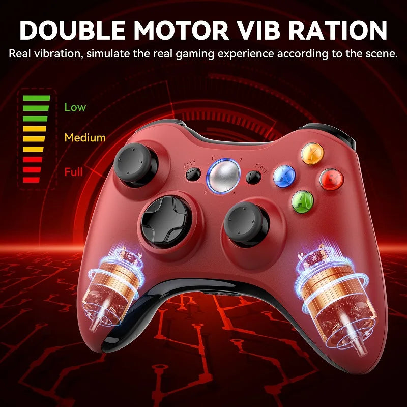 For Xbox 360/Slim/Elite/Window Wireless Controller 6-axis Joystick Dual Vibration Linear Trigger 2.4G Gamepads For PC Console